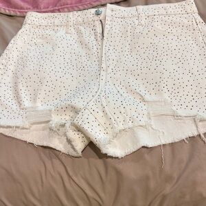 GB brand White Polka Dot Distressed Women's Denim Shorts nwt